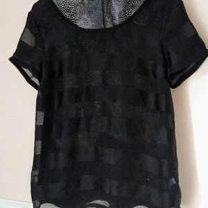 Old Navy Black Sheer Medium Striped Long Tunic